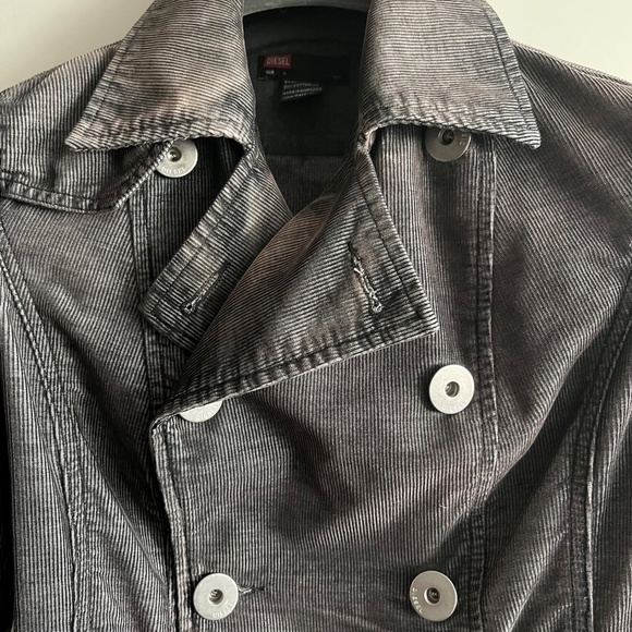 Diesel Black Brown Corduroy Double Breasted Short Jacket Vintage Pristine - Picture 8 of 13